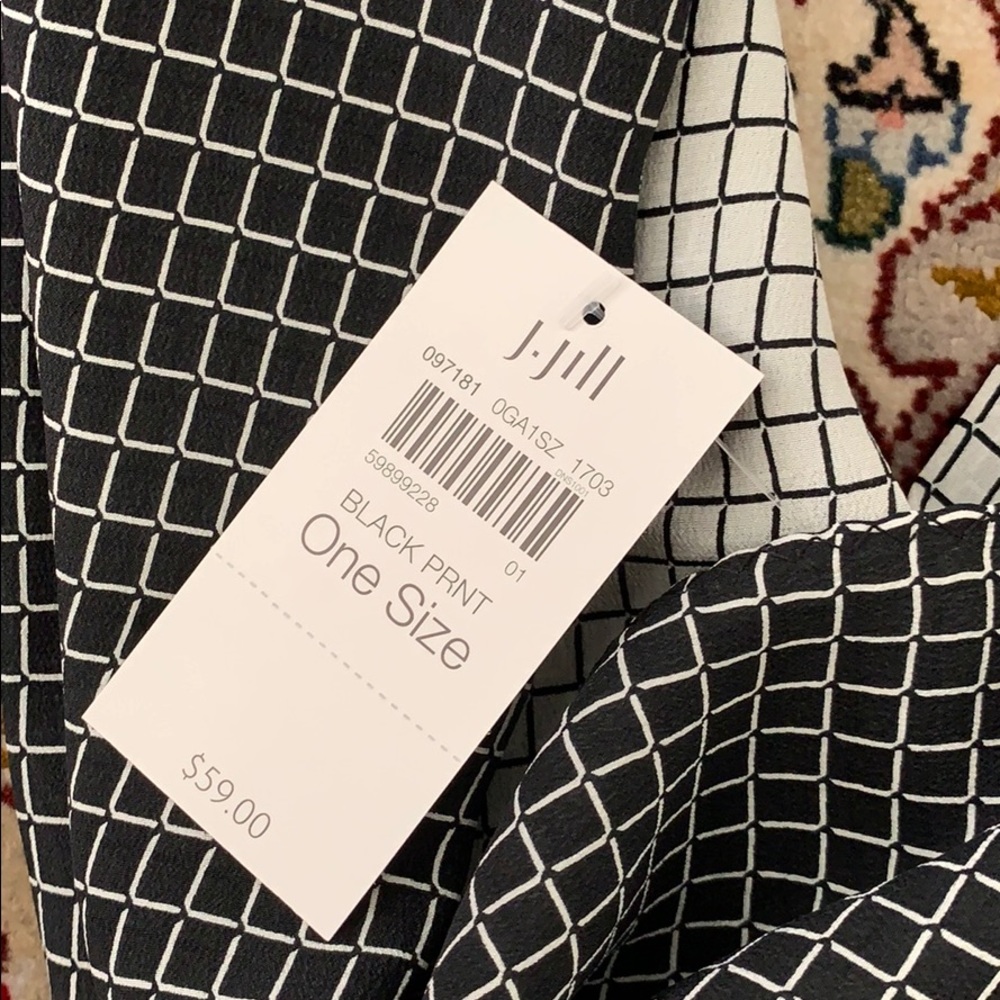J.jill Silk windowpane print infinity scarf - Picture 6 of 8